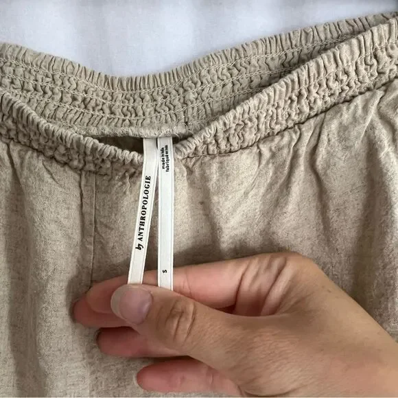 ANTHROPOLOGIE Wide Leg Linen Blend Pants size Small Oversized 15” waist - Picture 3 of 9